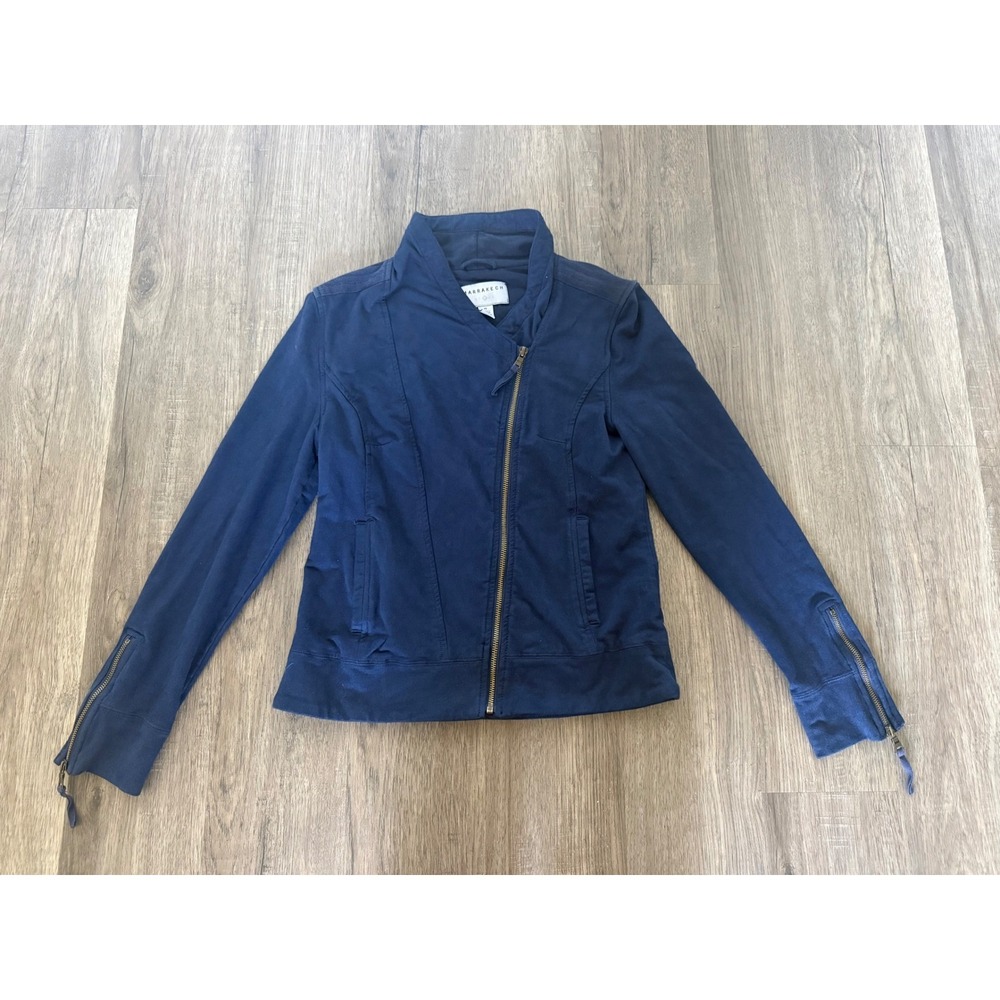 Marrakech Navy Moto Jacket Women's XS Asymmetrical Zip Utility Anthropologie - Picture 2 of 11